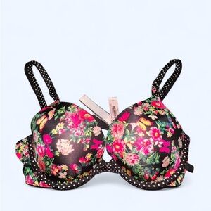 VICTORIA’S SECRET FLORAL BLACK PRINT BRA SIZE 32C NWT